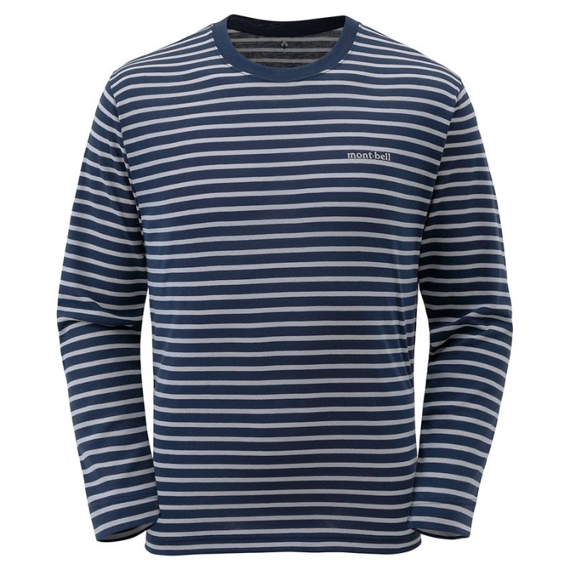 Montbell T-Shirt Men's Wickron Striped Long Sleeve T  - Everyday Hiking Trekking Firstlayer UV Cut
