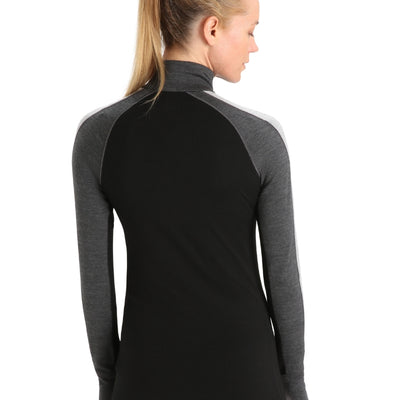 icebreaker Merino Base Layer Women's 260 Zoneknit™ Merino Long Sleeve Half Zip Thermal Top - Jet Heather