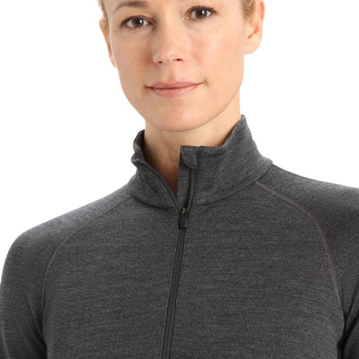 icebreaker Merino Base Layer Women's 260 Zoneknit™ Merino Long Sleeve Half Zip Thermal Top - Jet Heather