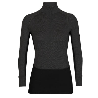 icebreaker Merino Base Layer Women's 260 Zoneknit™ Merino Long Sleeve Half Zip Thermal Top - Jet Heather