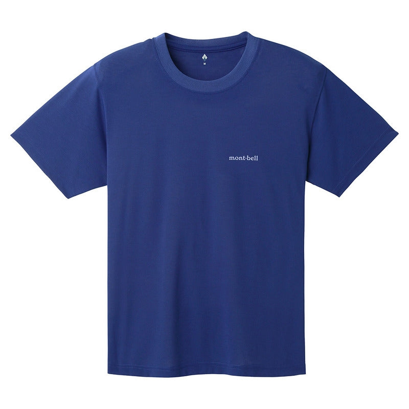 Montbell T-Shirt Men's Wickron T One Point Logo - Black, Royal Blue