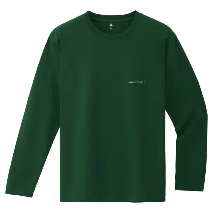 Montbell Pear Skin Cotton Long Sleeve T Men's in dark green