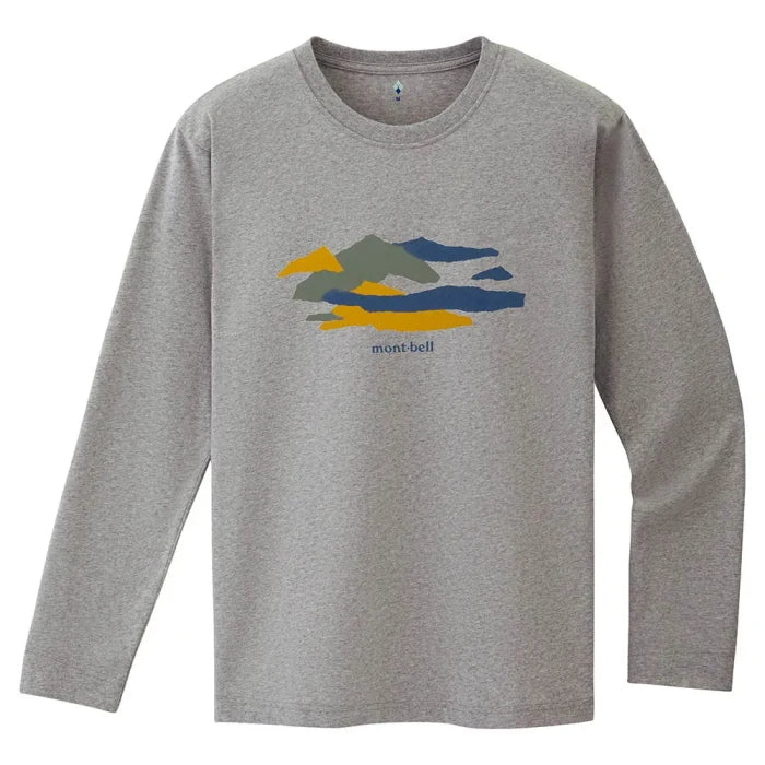Montbell T-Shirt Unisex Pear Skin Cotton T Long Sleeve Mountains in Light Gray