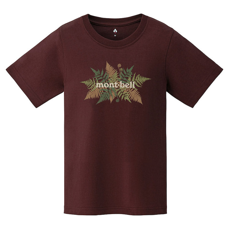 Montbell T-Shirt Women's Pear Skin Cotton T Ferns - Wine Red UV Cut