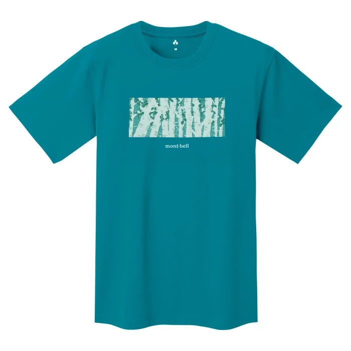 Montbell T-Shirt Unisex Pear Skin Cotton T Japanese White Birch - Turquoise in Turquoise