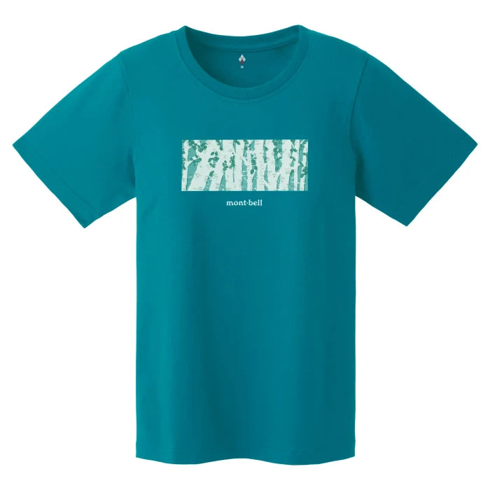 Montbell T-Shirt Women's Pear Skin Cotton T Japanese White Birch in Turquoise