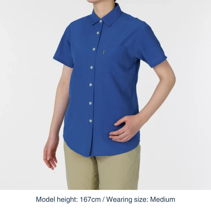 Montbell Women's US Wickron Breeze Short Sleeve Shirt - highly breathable outdoor travel shirt.
