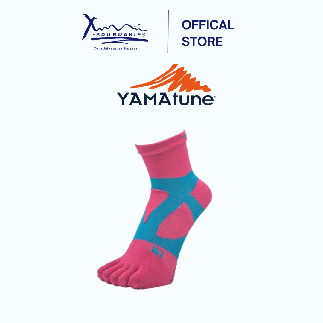 Yamatune Spider ARCH Middle 5 Toe Socks with Non-Slip Dots | Turquoise/ Grey