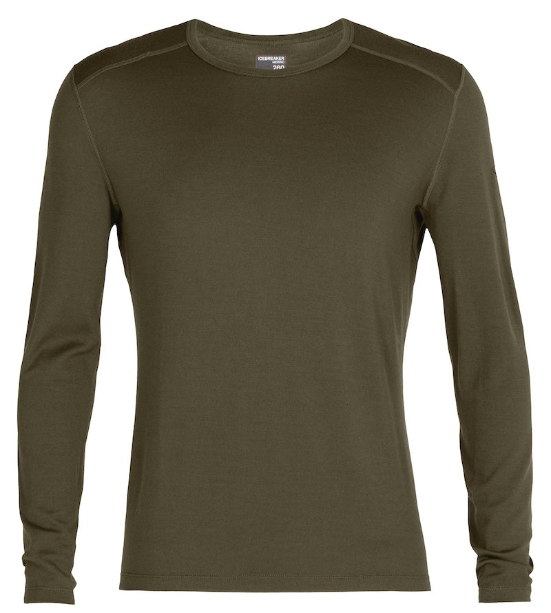 icebreaker Merino Base Layer Men's 260 Tech Top Long Sleeve Crewe - Black, Port, Loden