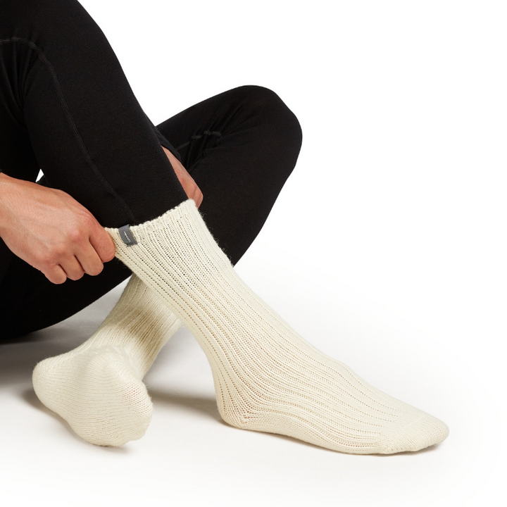 Icebreaker Unisex Merino Ski Lodge Crew Socks showcasing their cozy knit design and classic crew height.