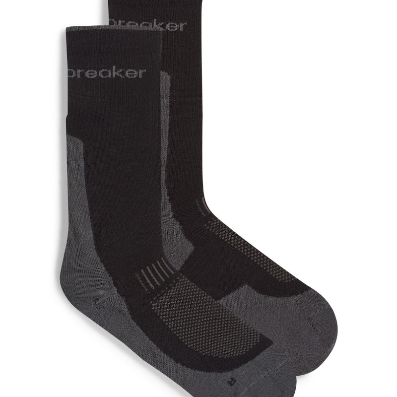 icebreaker Merino Men's Hike+ Light Crew Socks - Black/OBS