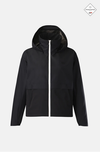 Kolon Sport Women's GORE WINDSTOPPER Hybrid Jacket in Black — women's waterproof shell jacket for shoulder-season hiking