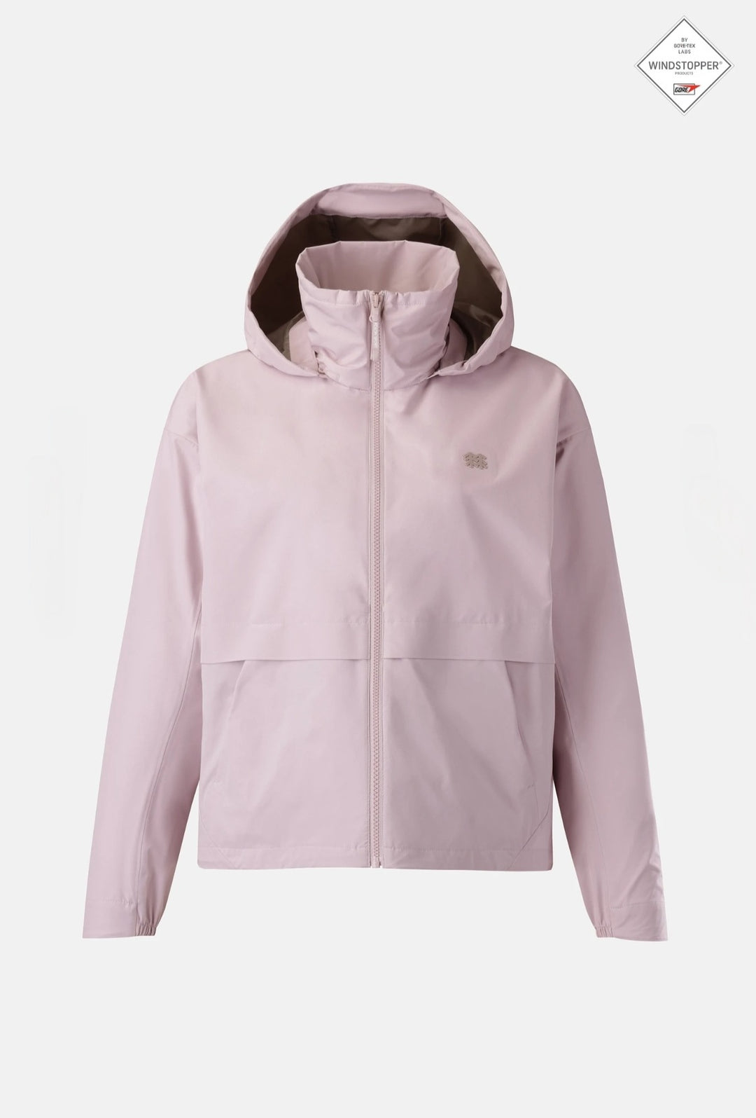 Kolon Sport Women's GORE WINDSTOPPER Hybrid Jacket in pink — women's waterproof shell jacket for shoulder-season hiking