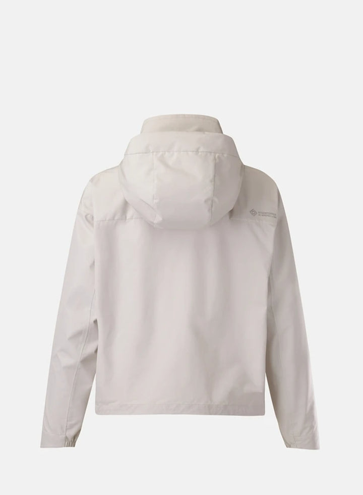 Kolon Sport Women's GORE WINDSTOPPER Hybrid Jacket in light beige — women's waterproof shell jacket for shoulder-season hiking