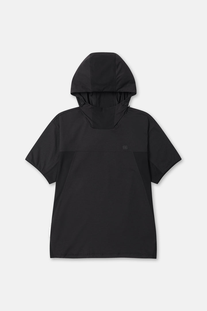 Kolon Sport Women's AIR-DOT Short Sleeve Hybrid Hoodie T-Shirt in Black — hero shot