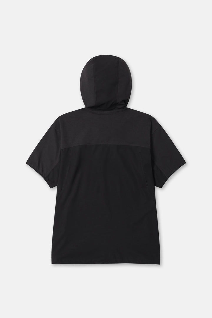 Kolon Sport Women's AIR-DOT Short Sleeve Hybrid Hoodie T-Shirt in Black — front view
