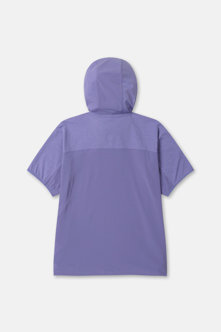 Kolon Sport Women's AIR-DOT Short Sleeve Hybrid Hoodie T-Shirt in L/Purple — front view