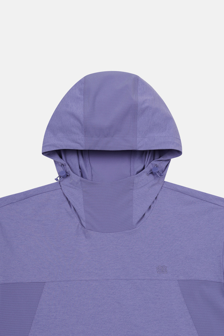 Kolon Sport Women's AIR-DOT Short Sleeve Hybrid Hoodie T-Shirt in L/Purple — back view