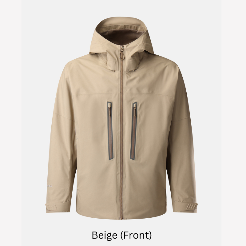 Kolon Sport Men's GORE 2L Windchaser Jacket in Beige — men's waterproof shell jacket for hiking & cold-weather travel