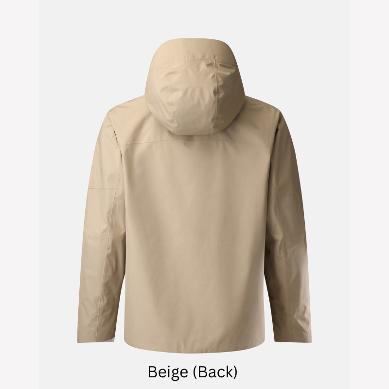 Kolon Sport Men's GORE 2L Windchaser Jacket in Beige — men's waterproof shell jacket for hiking & cold-weather travel