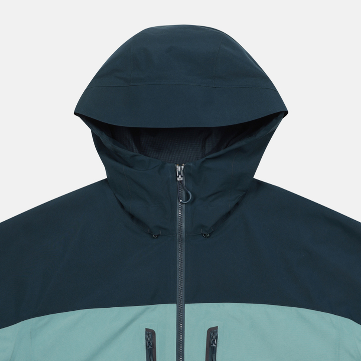 Kolon Sport Men's GORE 2L Windchaser Jacket in Dark Mint — men's waterproof shell jacket for hiking & cold-weather travel