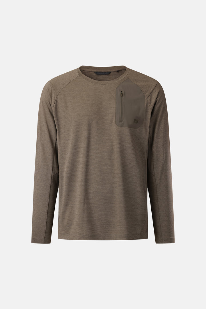 Kolon Sport Men's Round Long Sleeve T-Shirts in Brown — hero shot