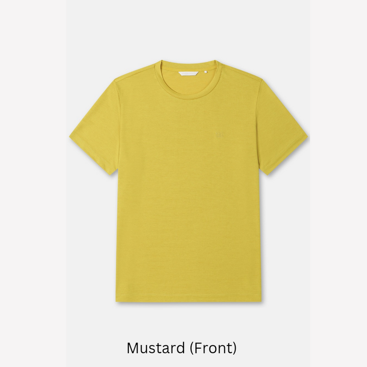 Kolon Sport Men's Basic Round Short Sleeve T-Shirt in Mustard — men's short sleeve t-shirt for everyday outdoor