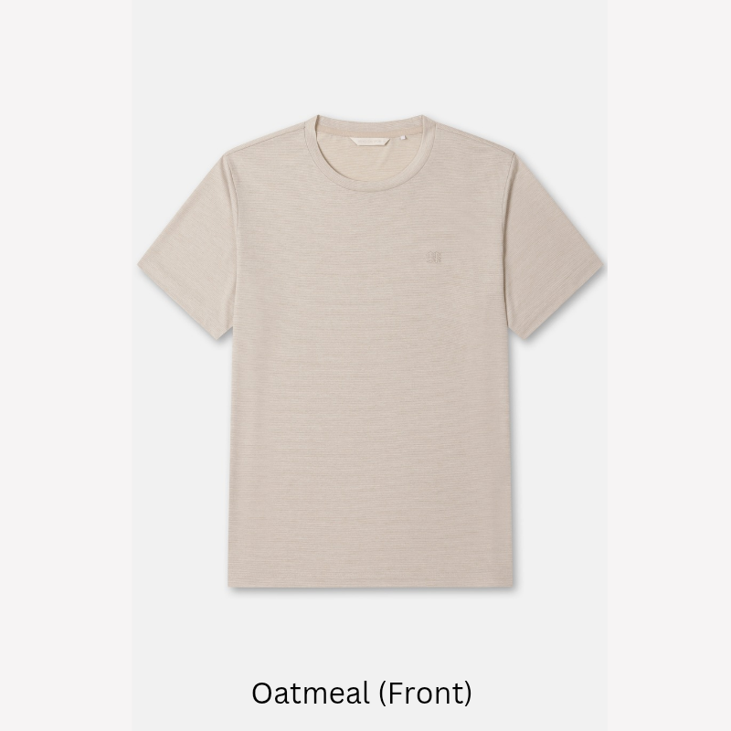 Kolon Sport Men's Basic Round Short Sleeve T-Shirt in OAT — men's short sleeve t-shirt for everyday outdoor