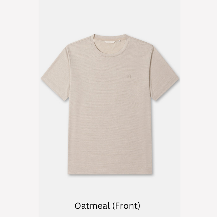 Kolon Sport Men's Basic Round Short Sleeve T-Shirt in OAT — men's short sleeve t-shirt for everyday outdoor