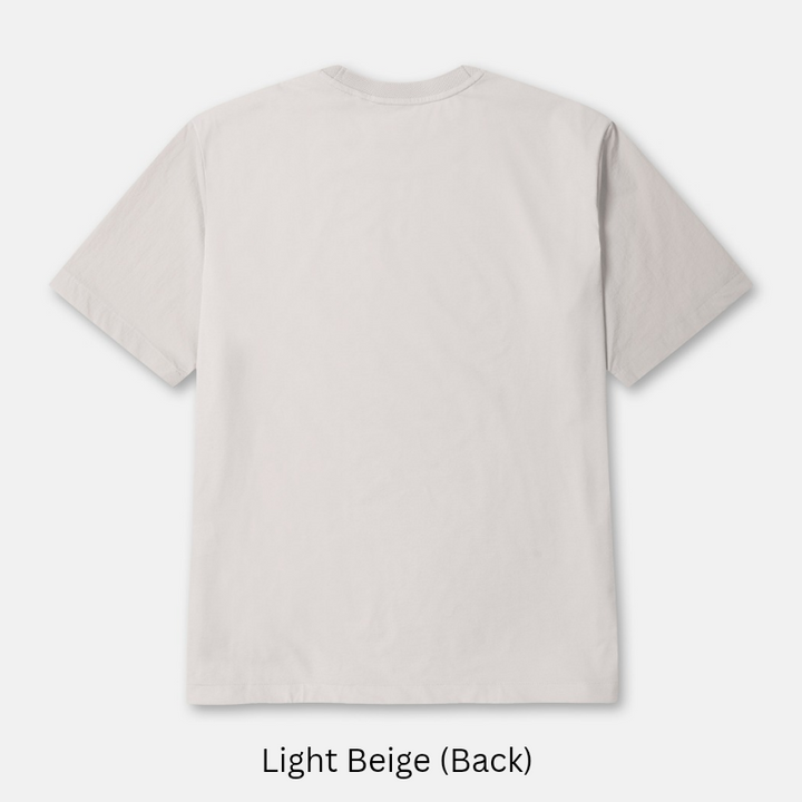 Kolon Sport Men's Daypack Loose Fit Short Sleeve T-Shirt in light beige back — men's short sleeve t-shirt for urban outdoor & daypack tr