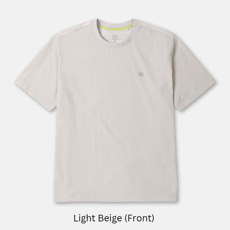 Kolon Sport Men's Daypack Loose Fit Short Sleeve T-Shirt in light beige — men's short sleeve t-shirt for urban outdoor & daypack tr