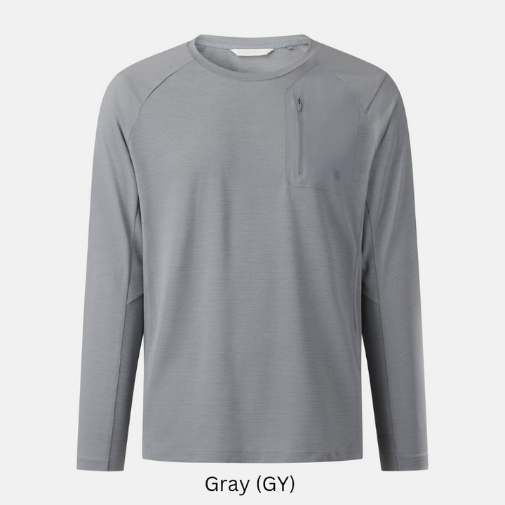 Kolon Sport Men's Round Long Sleeve T-Shirt in gray — men's long sleeve t-shirt for everyday outdoor