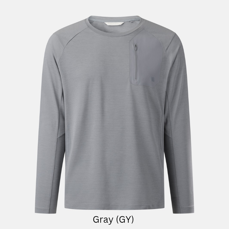 Kolon Sport Men's Round Long Sleeve T-Shirt in gray — men's long sleeve t-shirt for everyday outdoor