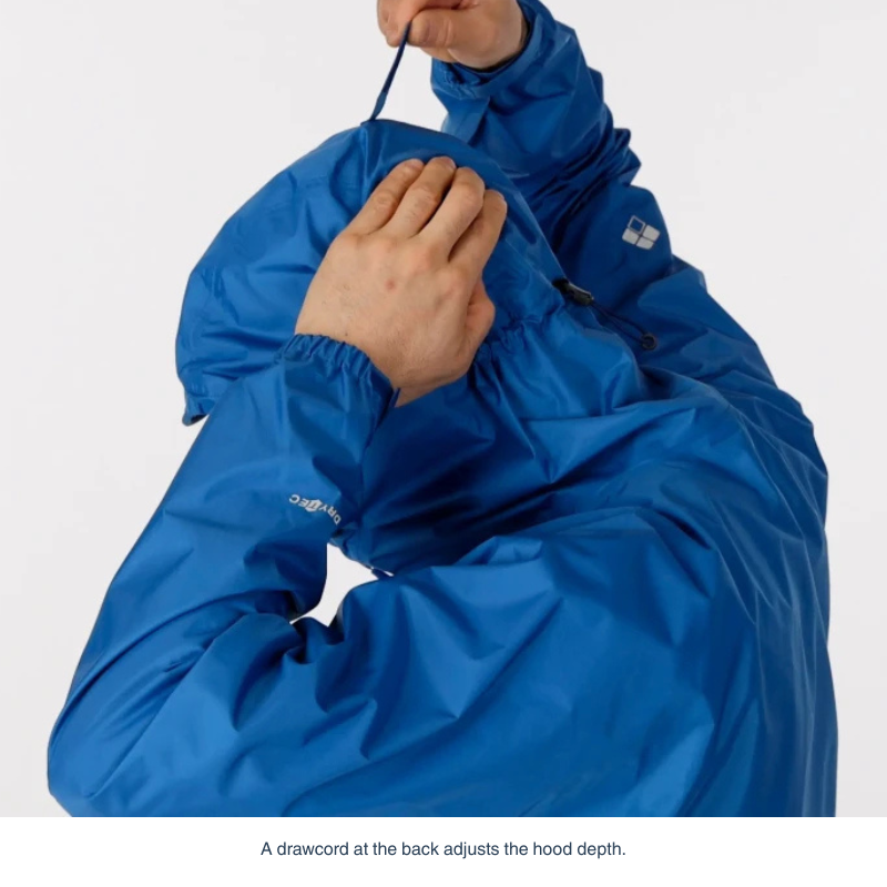 Montbell Men's Rain Hiker Jacket - blue lightweight waterproof outdoor jacket.