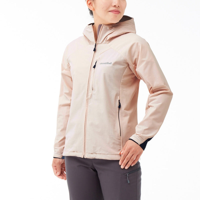 Montbell Soft Shell Women's CLIMAPRO 200 Hooded - Wind resistance Water repellent — feature detail