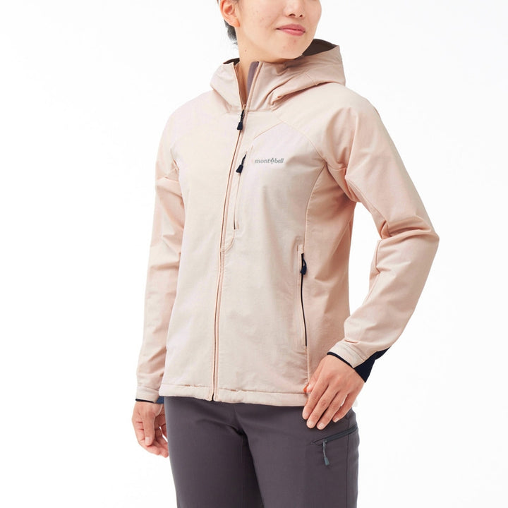 Montbell Soft Shell Women's CLIMAPRO 200 Hooded - Wind resistance Water repellent — feature detail