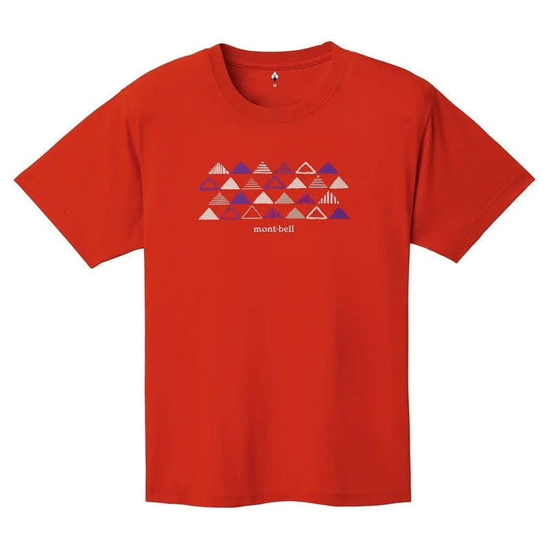 Montbell T-Shirt Unisex Wickron T Mountain Patten Red