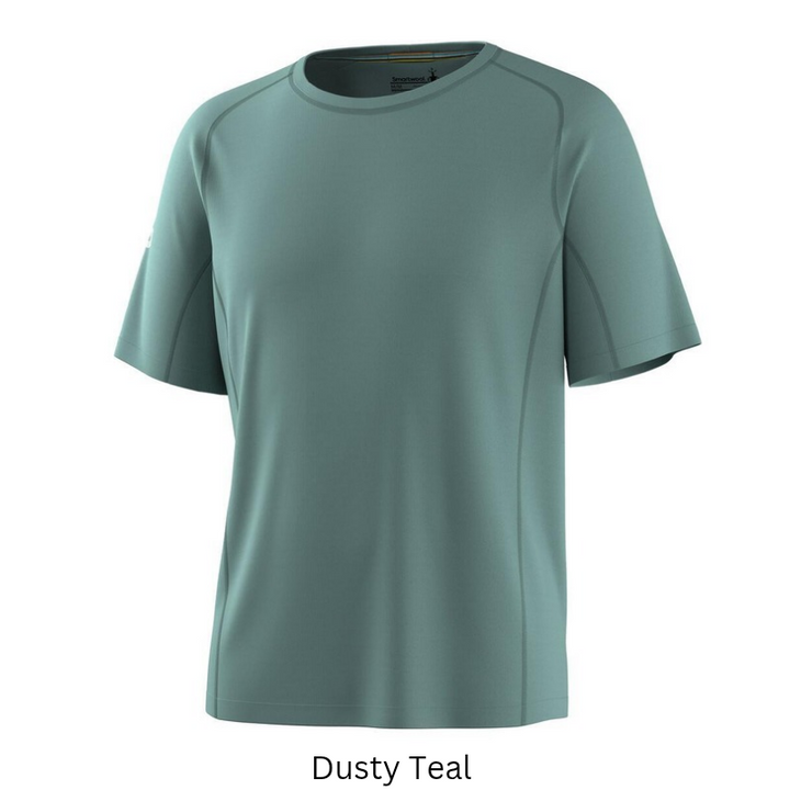 Smartwool Men's Active Ultralite Short Sleeve Tee (SW016544) in dusty teal. A lightweight, breathable merino wool blend t-shirt designed for active outdoor performance
