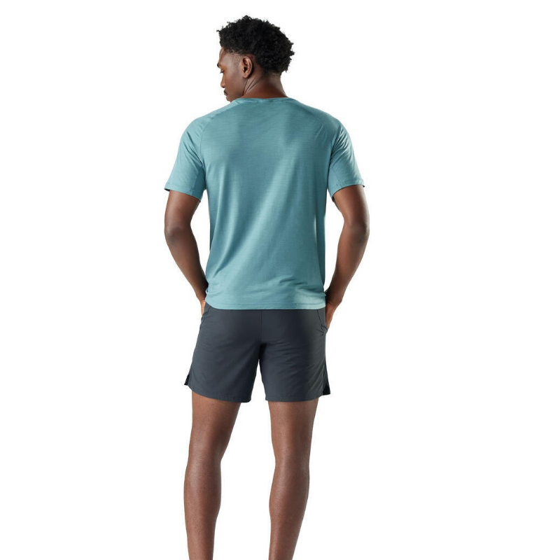 Smartwool Men's Active Ultralite Short Sleeve Tee (SW016544) in dusty teal. A lightweight, breathable merino wool blend t-shirt designed for active outdoor performance