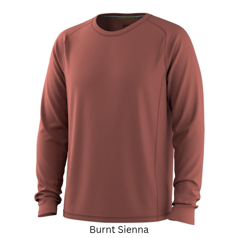 Smartwool Men's Active Ultralite Long Sleeve Tee (SW016546) in Burnt Sienna. A lightweight, breathable merino wool blend t-shirt designed for active outdoor performance.