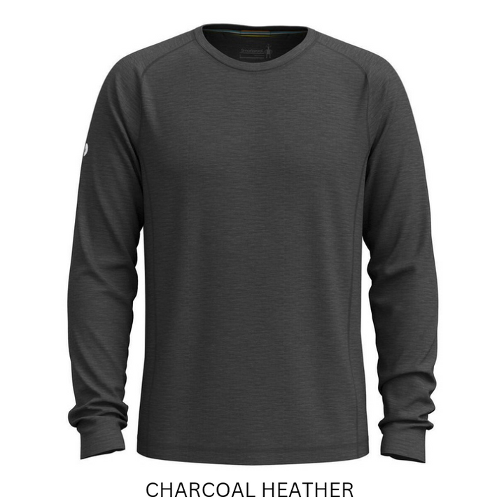 Smartwool Men's Active Ultralite Long Sleeve Tee (SW016546) in Charcoal Heather. A lightweight, breathable merino wool blend t-shirt designed for active outdoor performance.