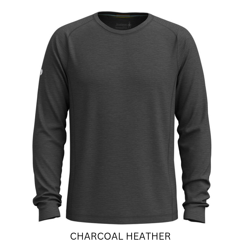 Smartwool Men's Active Ultralite Long Sleeve Tee (SW016546) in Charcoal Heather. A lightweight, breathable merino wool blend t-shirt designed for active outdoor performance.