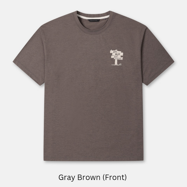Kolon Sport Men's Graphic Round Short Sleeve T-Shirt in Gray Brown — men's short sleeve t-shirt for everyday outdoor