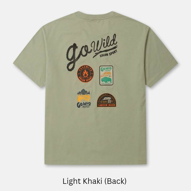 Kolon Sport Men's Graphic Round Short Sleeve T-Shirt in Light Khaki — men's short sleeve t-shirt for everyday outdoor