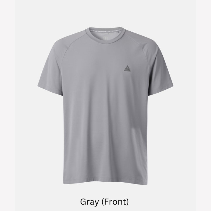 Kolon Sport Trail Running Men's SuperDry Short Sleeve T-Shirt in Gray — men's trail running for trail running
