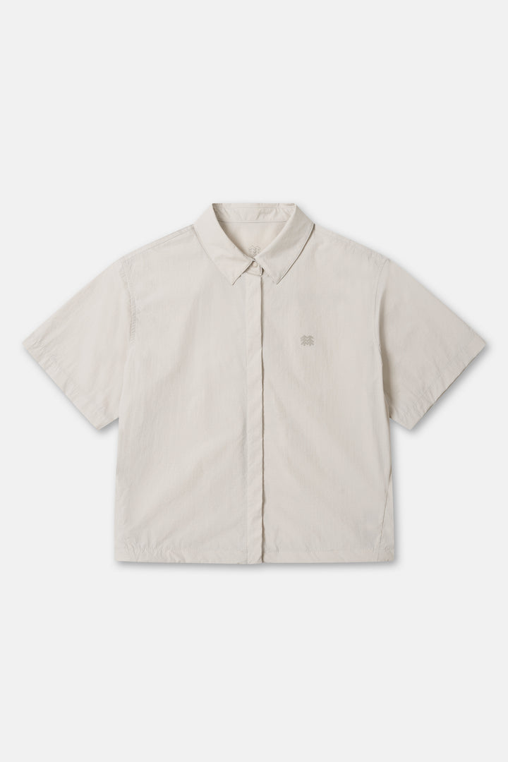 Kolon Sport Women’S Daypack Cropped Short Sleeve Shirt in L/Beige — hero shot
