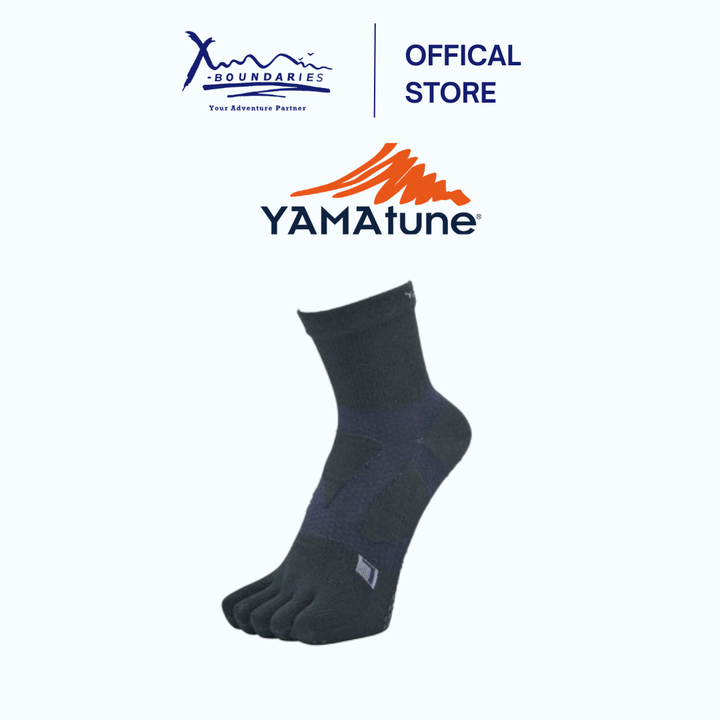 Yamatune Spider Arch Socks showcasing the extended 3cm cuff and breathable mesh knitting.