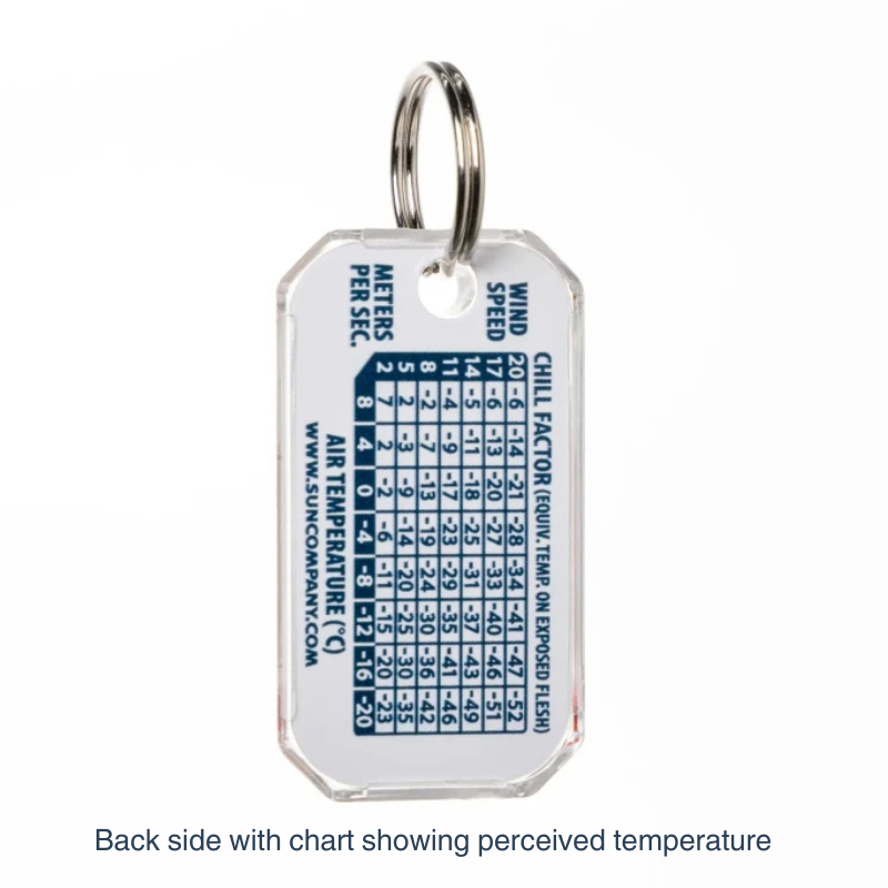 Knowledge at your fingertips: The Zip-O-Gage is a compact, precision thermometer designed to clip onto your gear, ensuring you're always aware of changing environmental conditions.