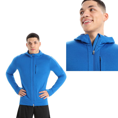 icebreaker Merino Jacket Men's Quantum III Long Sleeve Zip Hood - Lazurite Nightshade