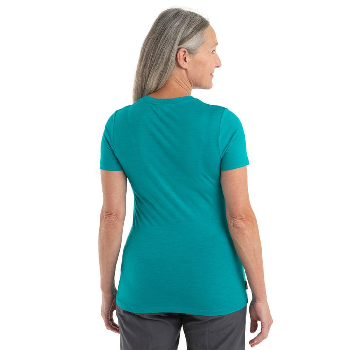 icebreaker Merino T-Shirt Women's 150 Tech Lite II Short Sleeve Crewe T-Shirt Camping Lines - Nightshade Flux Green